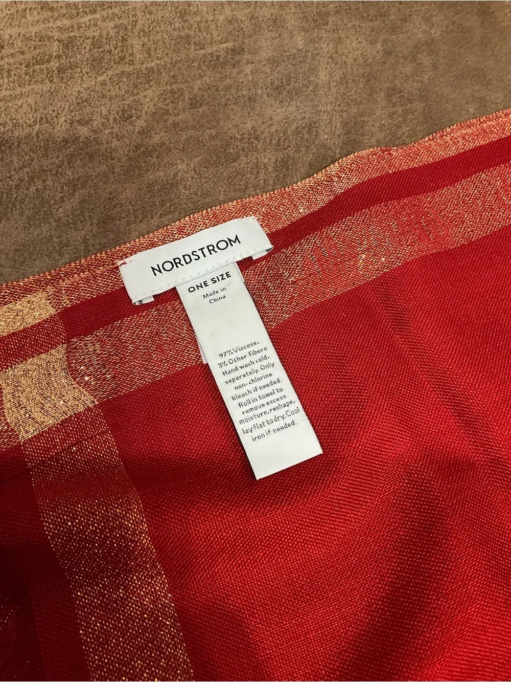 Red with Gold Accents Nordstrom Shawl